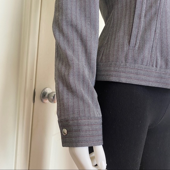 Olsen Europe gray zip up jacket blazer size 6 stripped career vest - Picture 6 of 12